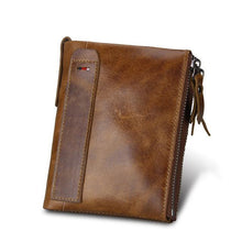 Load image into Gallery viewer, Crazy Horse Genuine Leather Double Zipper Wallet - 5 Colors