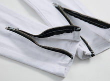 Load image into Gallery viewer, Premium White Ripped Skinny Ankle Zipper Jeans