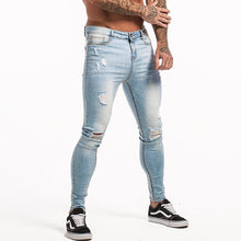 Load image into Gallery viewer, 3711 Light Blue Distressed Ripped Skinny Jeans
