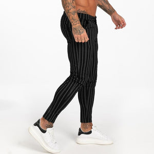 7385 Black Striped Skinny Fit Chinos