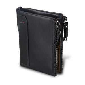 Crazy Horse Genuine Leather Double Zipper Wallet - 5 Colors