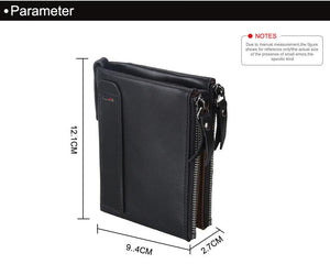 Crazy Horse Genuine Leather Double Zipper Wallet - 5 Colors