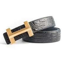 Load image into Gallery viewer, Luxury Crocodile Pattern Brass Buckle Leather Belt

