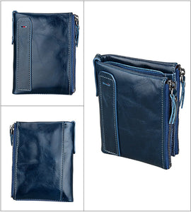 Genuine Leather Zipper Wallet - 5 Colors