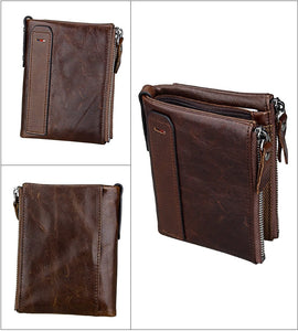 Genuine Leather Zipper Wallet - 5 Colors