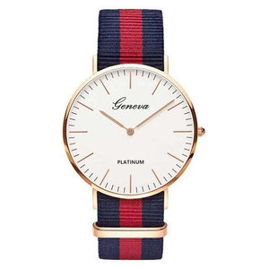 Luxury Geneva Platinum Nylon Strap Watch