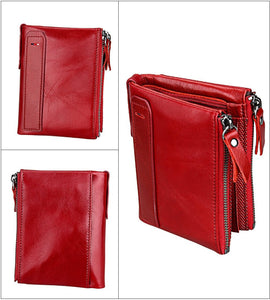 Genuine Leather Zipper Wallet - 5 Colors